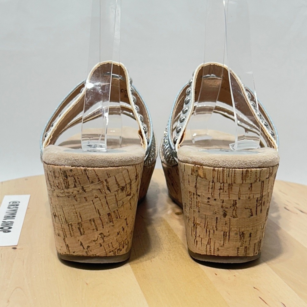Patrizia Multistrap Womens Slip On Open Toe Rhinestone Accent‎ Wedge Sandal -42 - Picture 6 of 10